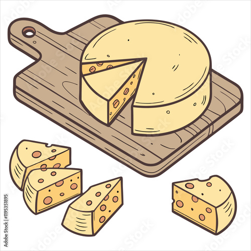 Cheese dices and slices design art silhouettes vector