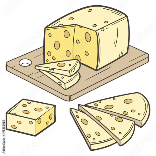 Cheese dices and slices design art silhouettes vector