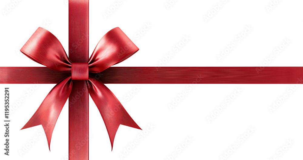 A graphic illustration of a red ribbon and bow on a light background, commonly used for gift wrapping and decoration. Transparency isolated A graphic illustration of a red ribbon and bow on a light background, commonly used for gift wrapping and decoration. Transparency isolated