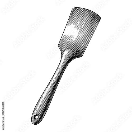 Spatula Kitchen Utensil in Black and White Detailed Outline Line Art Drawing