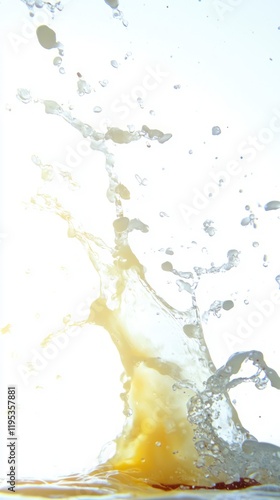 Creamy Yellow Liquid Splash  Dynamic Food Drink Texture  White Background