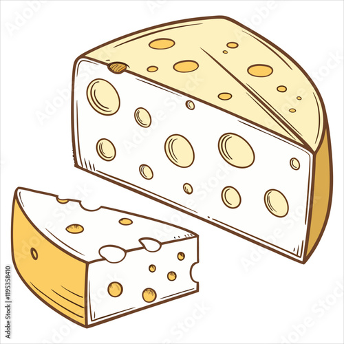 Cheese dices and slices design art silhouettes vector