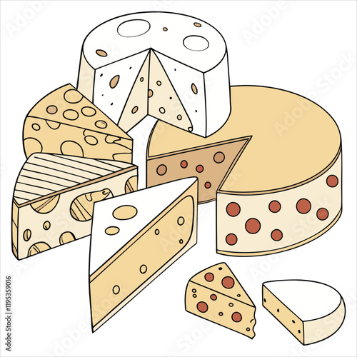 Cheese dices and slices design art silhouettes vector