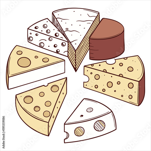 Cheese dices and slices design art silhouettes vector