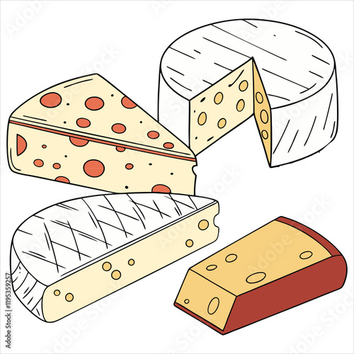 Cheese dices and slices design art silhouettes vector