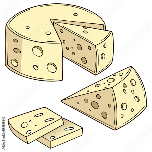 Cheese dices and slices design art silhouettes vector