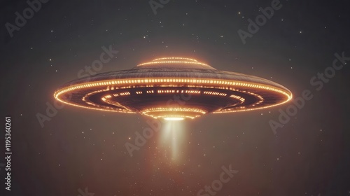 futuristic depiction of a ufo against a cosmic backdrop, merging science fiction with a sense of mystery and wonder in an imaginative illustration photo