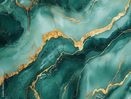 luxurious abstract green marble surface pattern with golden veins and natural stone texture for premium interior design background