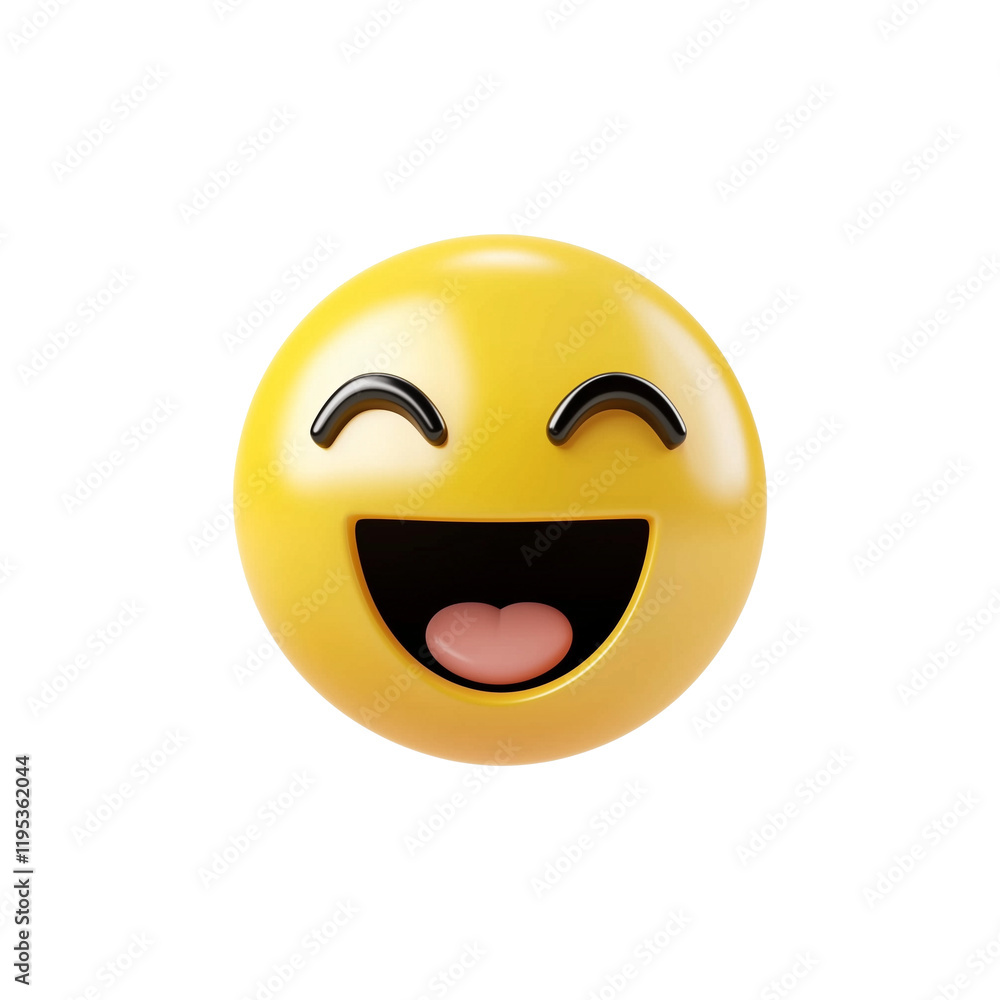 3D friendly emoji in warm yellow with joyful expression isolated on transparency background 3D friendly emoji in warm yellow with joyful expression isolated on transparency background