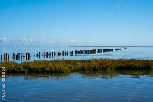 Obraz na płótnie Wattenmeer bei Nordfriesland an einem sonnigen Tag w salonie