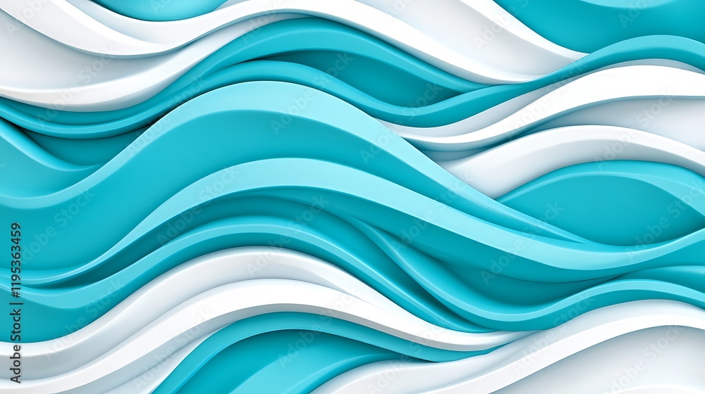 Fototapeta premium Calming Abstract Light Blue and White Wave Pattern Design