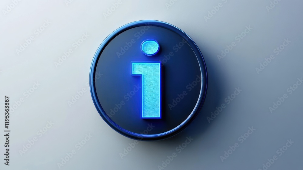 Glowing Blue Information Icon on Dark Circle Glowing Blue Information Icon on Dark Circle