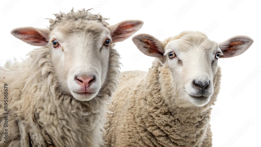 Set of sheep portraits on transparent background. Domestic and wild animal concept. Set of sheep portraits on transparent background. Domestic and wild animal concept.
