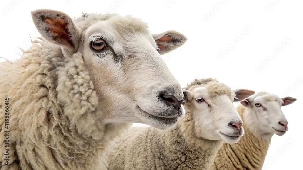 Set of sheep portraits on transparent background. Domestic and wild animal concept. Set of sheep portraits on transparent background. Domestic and wild animal concept.