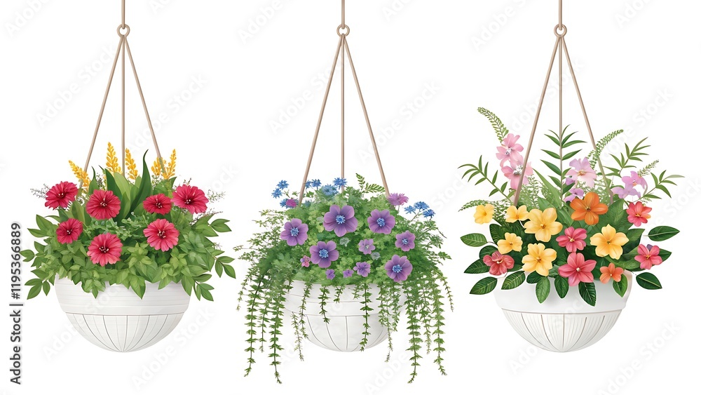 custom made wallpaper toronto digitalA set of decorative hanging flowers on a white background. Plants and flowers concept