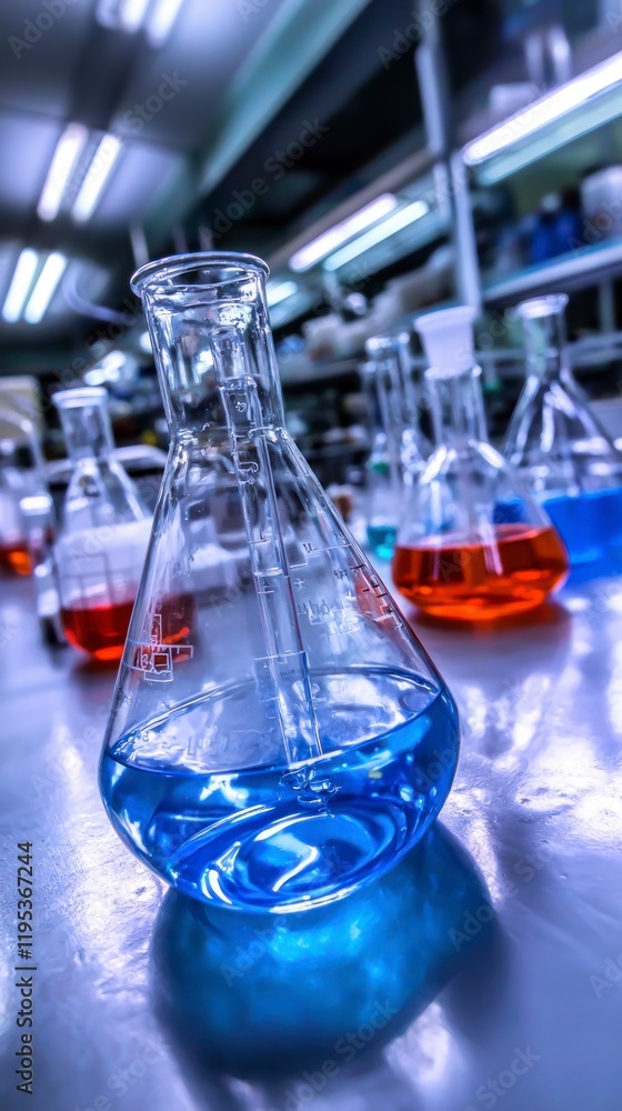 Lab Science Beaker Chemistry Research Experiment Flask Liquid Blue Glassware Scie Lab Science Beaker Chemistry Research Experiment Flask Liquid Blue Glassware Scie