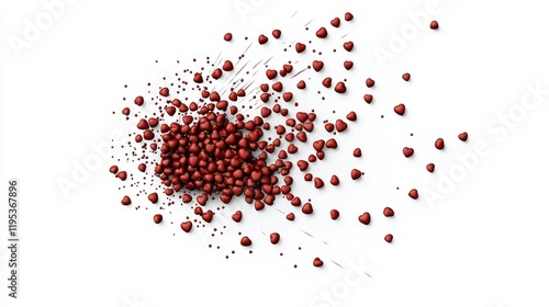 Cluster of Tiny Red Hearts Forming a Large Heart Shape on a White Background