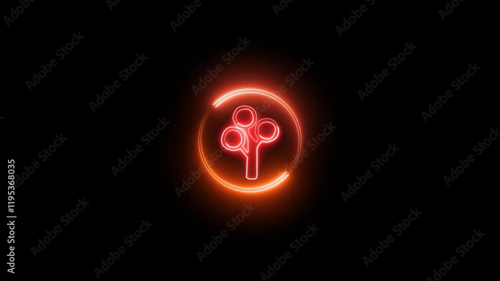 Glowing neon tree Icon on neon circle space Isolated on black background Glowing neon tree Icon on neon circle space Isolated on black background