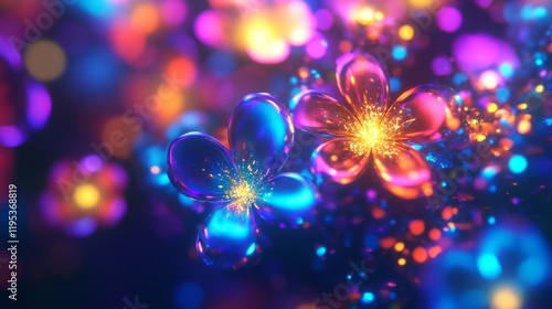 Vibrant Glowing Flowers in Digital Art