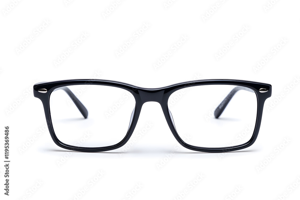 Classic, black-rimmed eyeglasses mock up isolated on white background Classic, black-rimmed eyeglasses mock up isolated on white background