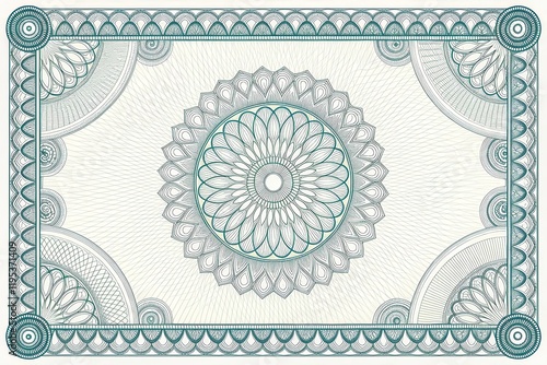 Intricate Ornamental Design, Decorative Frame with Mandala Centerpiece, Elegant Guilloche Pattern for Certificate or Diploma