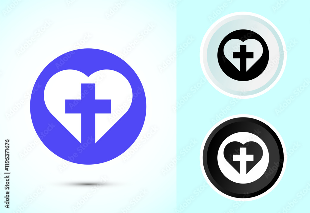 Christian cross icon design illustration, Religion sign. Holy cross logo symbol Christian cross icon design illustration, Religion sign. Holy cross logo symbol