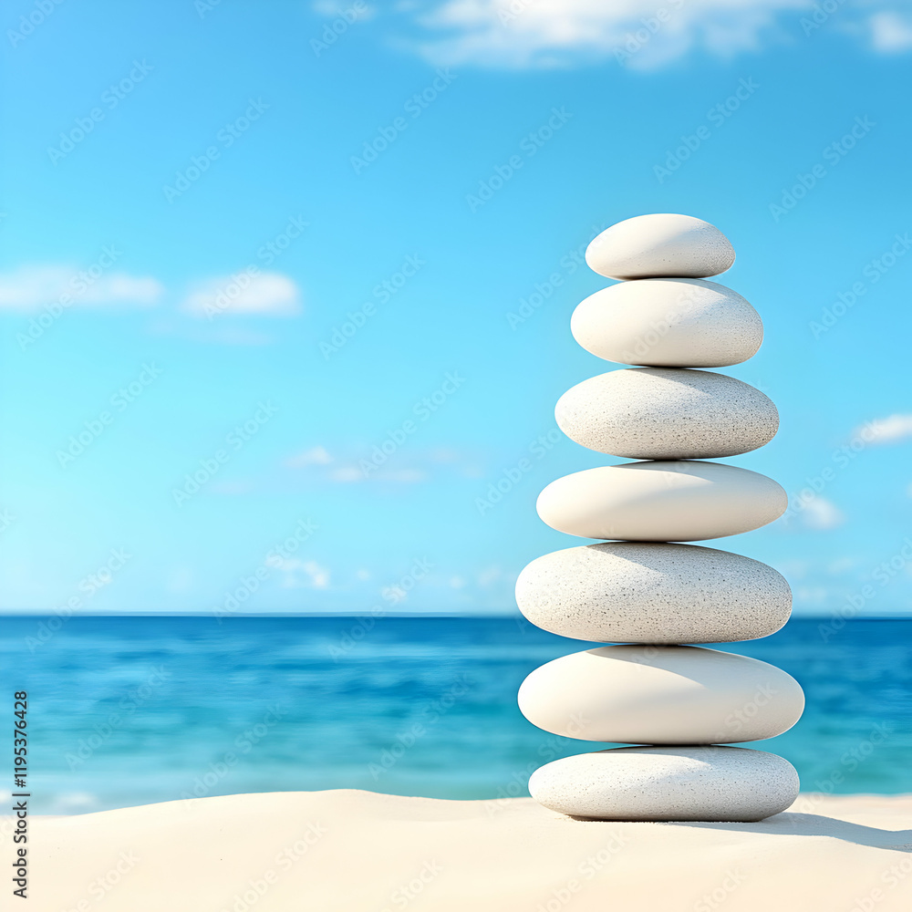 Serene Beach Stones 3D Illustration Serene Beach Stones 3D Illustration