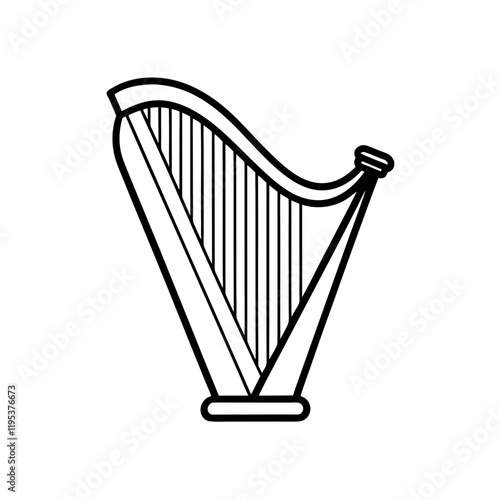 harp musical icon on transparent background

