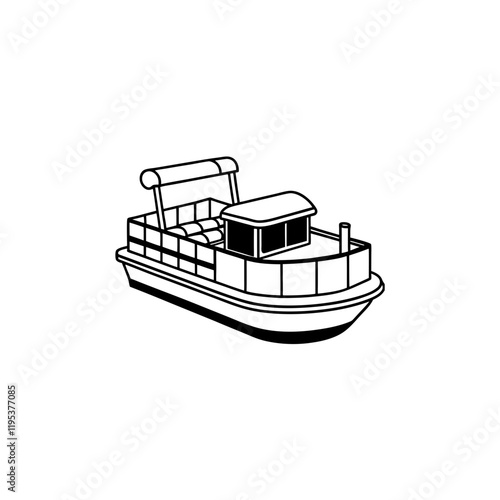 pontoon boat icon on transparent background

