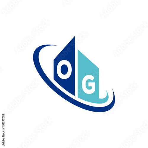 The modern logo design features a stylized two-letter initial in shades of blue, surrounded by circular elements to convey fluidity and professionalism photo