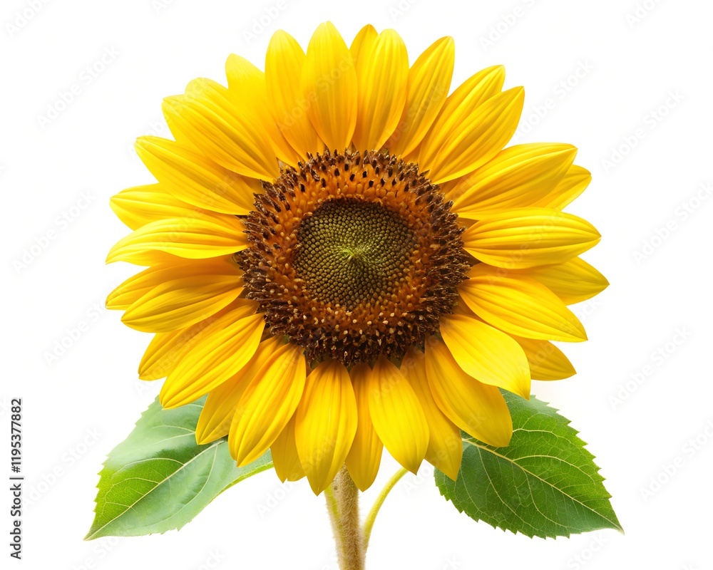 Naklejka premium sunflower with leaf isolated on a white background