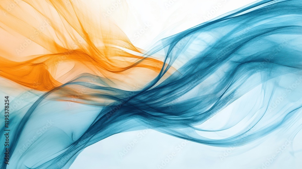 Obraz premium Exploring the fluidity of abstract art through blue and orange pencil strokes blending seamlessly