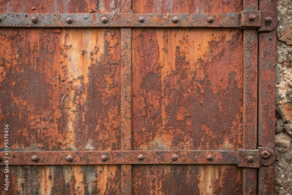 Rustic Weathered Metal Panel with Heavy Rust and Corroded Ironwork Detail Rustic Weathered Metal Panel with Heavy Rust and Corroded Ironwork Detail