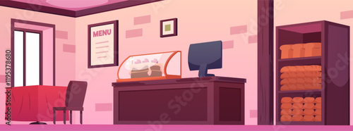 Bakery interior. Horizontal banner.