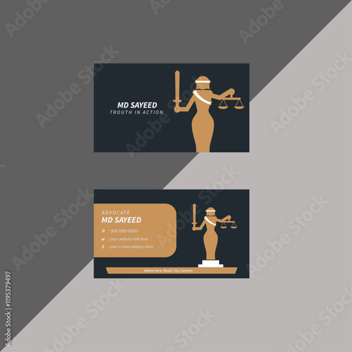 Elegant Advocate Lawyer Luxury Visiting Card. Law Creative Unique Business Card Design Layout.