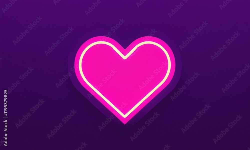 Bright pink heart symbol glowing against a purple background creates a vibrant and cheerful atmosphere for celebration or love. Valentine’s Day, date, engagement, love, wedding, background Bright pink heart symbol glowing against a purple background creates a vibrant and cheerful atmosphere for celebration or love. Valentine’s Day, date, engagement, love, wedding, background