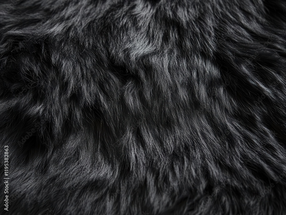 textured close-up of luxurious black fur, showcasing its rich depth and softness, inviting a tactile response. the image focuses on the intricate patterns found in shaggy black fur textured close-up of luxurious black fur, showcasing its rich depth and softness, inviting a tactile response. the image focuses on the intricate patterns found in shaggy black fur
