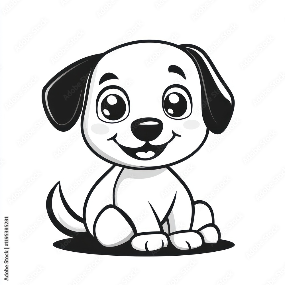 Seated smiling puppy vector on white background for pet care Seated smiling puppy vector on white background for pet care