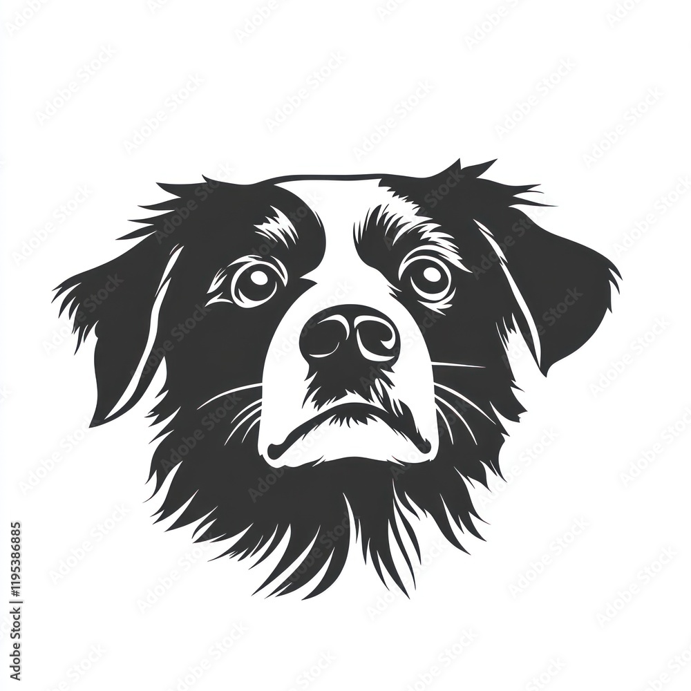 Black and white dog portrait, simple background, logo design Black and white dog portrait, simple background, logo design