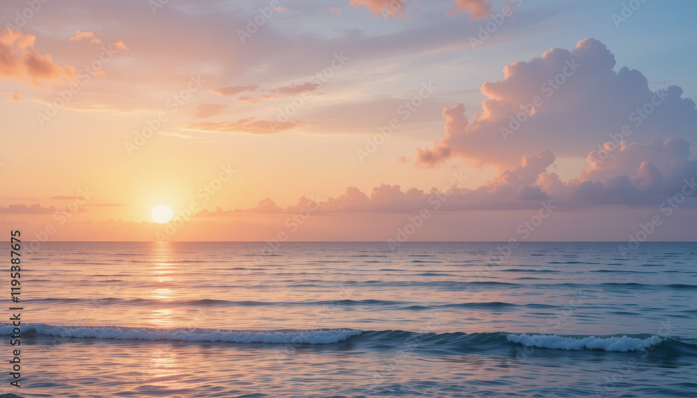 Watercolor Background of Sunrise Over Calm Ocean with Soft Pastel Hues, ai generative Watercolor Background of Sunrise Over Calm Ocean with Soft Pastel Hues, ai generative