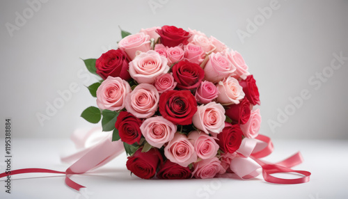 Elegant Bouquet of Pink and Red Roses