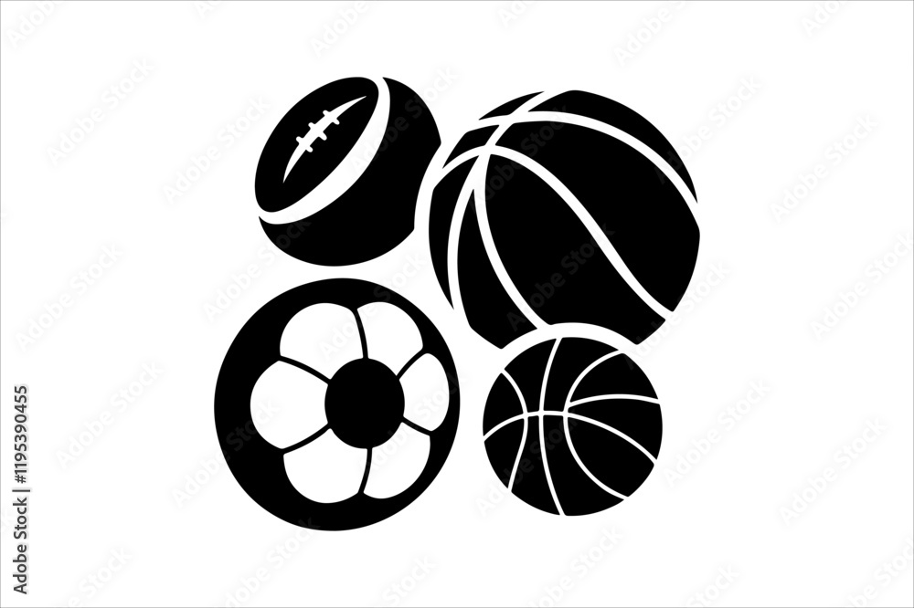 Fototapeta premium Football and football man vector silhouette set