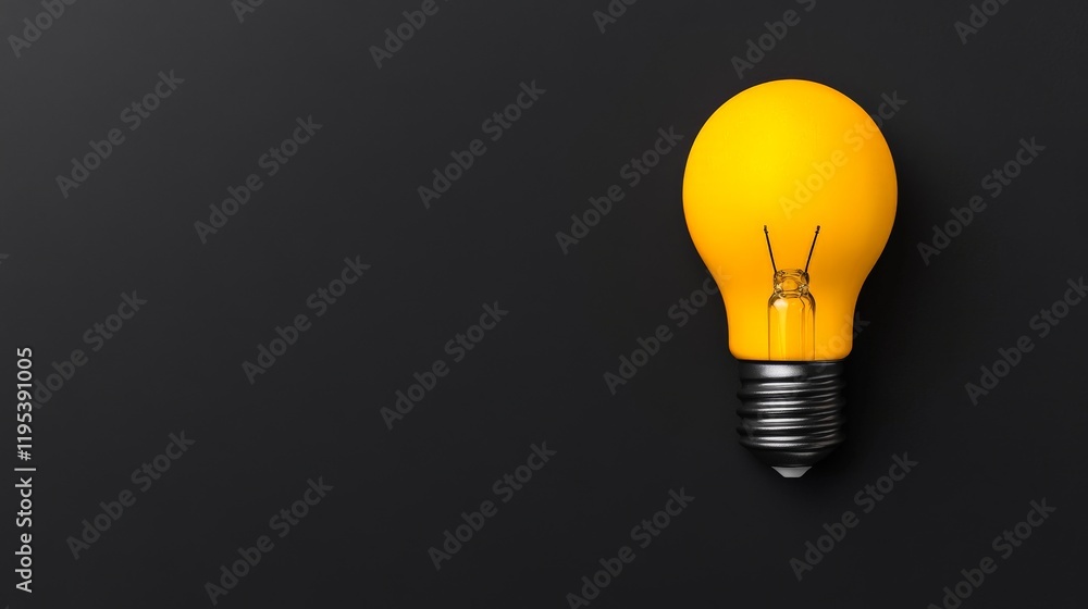 Bright Idea: A vibrant yellow light bulb stands out against a stark black background, symbolizing innovation, inspiration, and new ideas. Bright Idea: A vibrant yellow light bulb stands out against a stark black background, symbolizing innovation, inspiration, and new ideas.