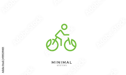 Minimalist logo of a green bike with a person / eco bike / electric bike logo 