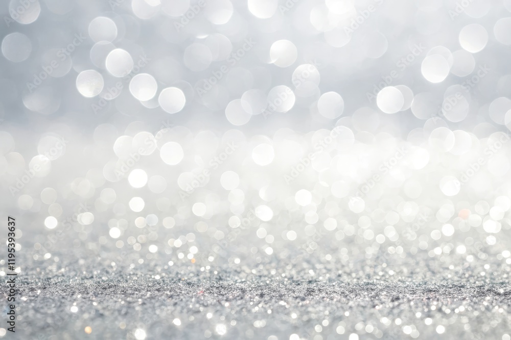 Shimmering Silver Glitter Background with Sparkling Bokeh Lights Shimmering Silver Glitter Background with Sparkling Bokeh Lights