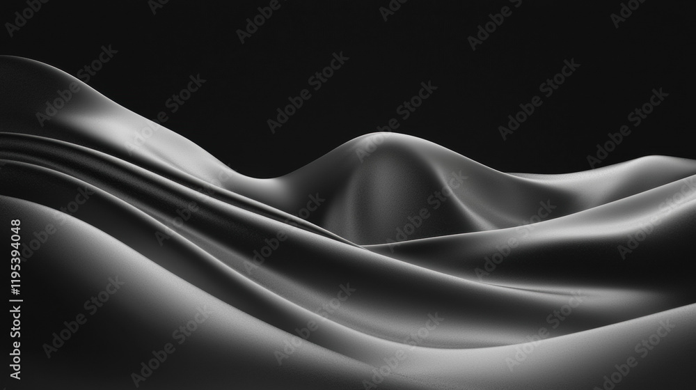 Fototapeta premium Sleek black fabric waves create smooth, flowing texture in minimalist design