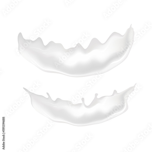 Milk splash isolated on white background. Milky realistic texture. White paint vector illustration