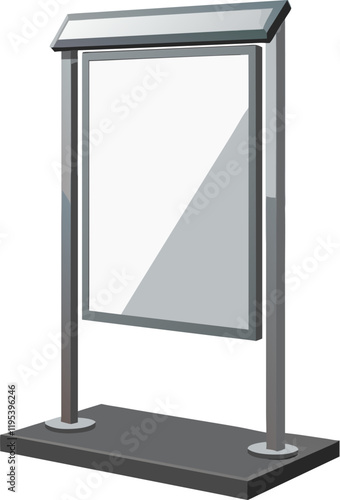 Side view of an ad stand or blank advertising board. Mockup template of ad signage easel