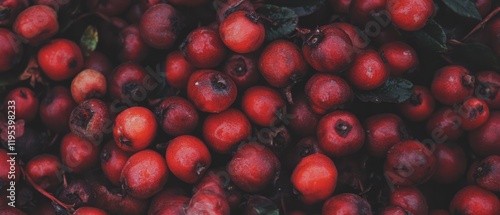Freshly harvested red berries in a rustic setting during late autumn