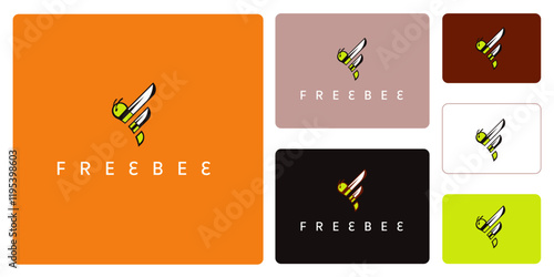 Freebee wasp, bee or hornet vector logo concept. Logotype for a busy pollinating business.